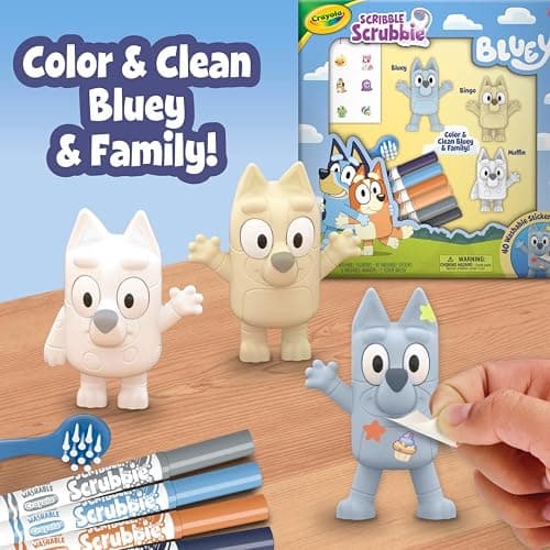 Crayola Scribble Scrubbies Deluxe Bluey Playset (3ct), Toddler Arts & Crafts Kit, Washable Stickers, Bluey Toys, Coloring Gift for Kids, Ages 3+ thumbnail 7