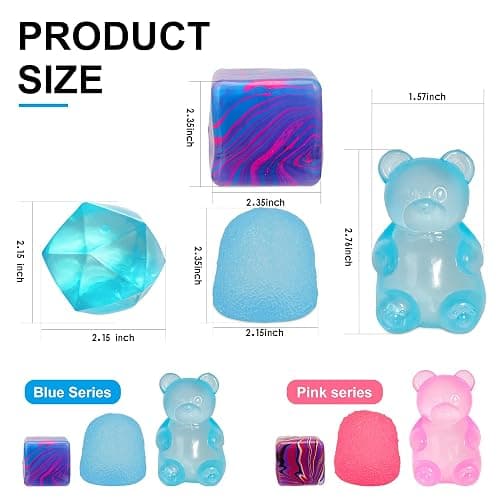 4Pcs Pink Taba Squishy Fidget Toys, Bear Cube Gummy Masonry Ice Stress Balls for Kids and Adults, Squishies Cube, Sensory Toys for Kids Fidgets for Classroom Prize, Birthday Gifts Party Favors thumbnail 2