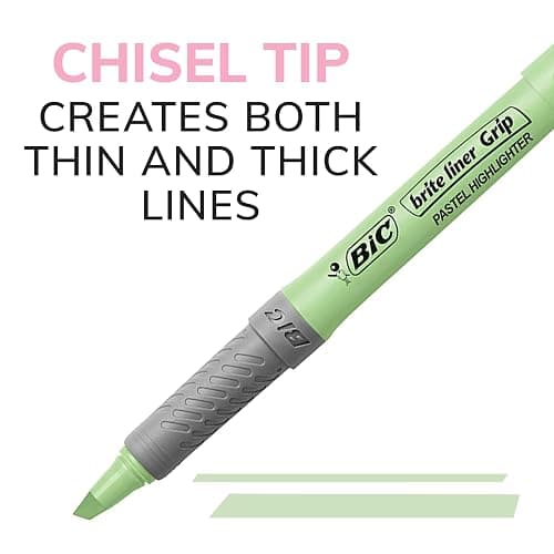 BIC Brite Liner Grip Pocket MINI Highlighter, Pastel Ink Colors, Chisel Tip, 6 Count (Pack of 1) thumbnail 4