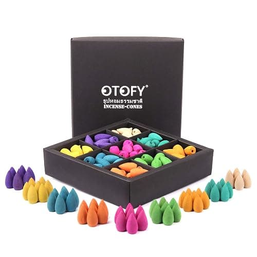 OTOFY Backflow Incense Cones 180 Pcs of 100% Natural Handwork Scents Waterfall Rose Tulip Jasmine Lavender for Backflow Incense Burner Holder Natural | Meditation & Yoga Gift(Pure Black) - Image 1