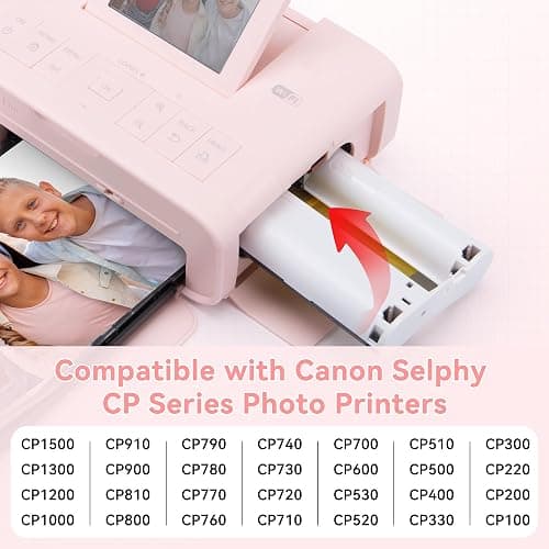 Compatible with Canon Selphy CP1500 CP1300 Ink and Paper, 4x6 Inch KP-108IN KP108 for Selphy CP1500 CP1300 CP1200 CP1000 CP910 CP900 CP810, 100mm x148 mm (3 Ink +108 Sheets Photo Paper) thumbnail 4