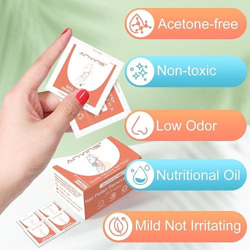 ANYINS Nail Polish Remover Pads，100PCS Nail Polish Remover Wipes Fast Remove with Nutrition Oil Individually Wrapped Professional Nail Salon and Home Use thumbnail 3