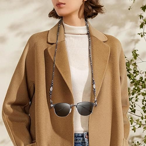 BILIONE Obsidian Glasses Chains, Boho Beaded Eye Glasses Holders around Neck, Gothic Stone Eyeglasses Necklace for Women, Men thumbnail 9