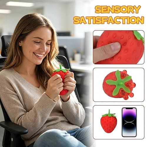 Squeezable Fruit Ball Realistic Strawberry Model, Strawberry Slow Rising Fidget Squeezesunny Days Squeezy Strawberry, Model Party Favor Slow Rise Pressure Release Adults thumbnail 4