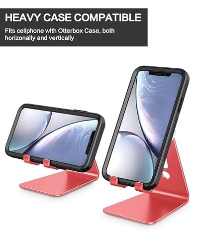 OMOTON Adjustable Cell Phone Stand, C2 Aluminum Desktop Phone Holder Dock Compatible with iPhone 15 14 13 Xs XR 8 Plus 7 6, Samsung Galaxy, Google Pixel, Android Phones, Red thumbnail 6