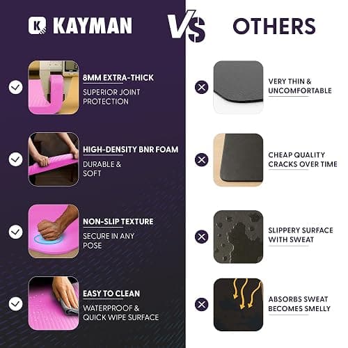 KAYMAN Yoga Mat – Multi-Purpose Extra Thick Foam Exercise Mats – Ideal Floor Mat for Pilates, Stretching, Resistance Workout & Therapy – Home & Gym Equipment Accessory for Men Women Kids –183 x 60cm thumbnail 10