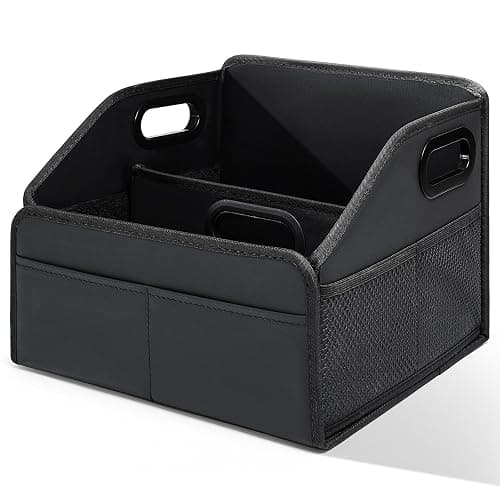 Adullama Car Storage Organizer Reinforced Dividable Leather Car Caddy Basket for Front Seat Floor Back Sturdy Frosted Handle 8 Compartments Adjustable Strap Buckles Slip-Resistant for SUV Truck - Image 1