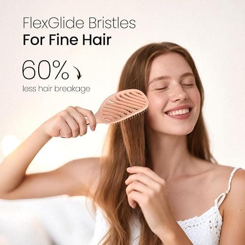 AIMIKE Rose Luxe Detangler Brush, Pain-Free Vented Detangling Brush with Ultra-Soft FlexGlide Bristles, Effortlessly Remove Knots & Reduce Hair Breakage, Wet Dry Brush for Women Thin Fine Hair thumbnail 3
