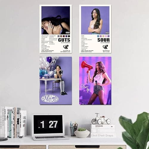 Olivia Poster (Set of 4) Rodrigo Album Cover Canvas Wall art for Room Decor Gift Unframe-style 08x12inch(20x30cm) thumbnail 4