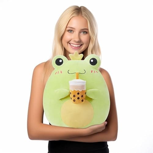 PLAYNICS Large Frog Plush Pillow Stuffed Animal Toy,Big Size Cute Soft Toys 13" Fat Kawaii Hugging Pillows Cuddle Huggable Plushie,Gift for Kids thumbnail 4