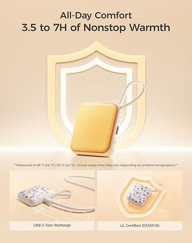 OCOOPA Hand Warmers Rechargeable, Smart Temp Control 7H*2 Long Safe Heat, Ultra Slim, Pocket-Size Design That Fits Gloves, Gifts for Women, Outdoor, Office, Commute (UT5 Nano) thumbnail 5