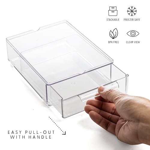 BINO | Clear Stackable Storage Drawers, Small - 3 Pack | Clear Storage Drawers with Built-In Handles | Durable Plastic Organizer Drawer | Modular Stackable Drawer Acrylic Organizer thumbnail 3