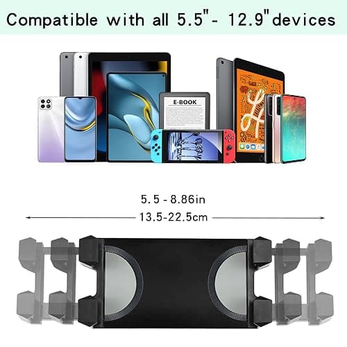 Raking Tablet Floor Stand, Height Adjustable Cellphone Floor Stand with 360°Rotating Tripod Mount, Compatible with iPhone iPad mini/Air/Pro and All 5.5-12.9 Inch Devices thumbnail 2