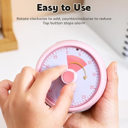 Conchstar Visual Timer for Kids 60-Minute - Countdown Timer with Optional Alarm, Focus Tool for ADHD & Autism, Time Management for Homework, Chores, Office, Kitchen, Teaching & Study Routines (Pink) thumbnail 5