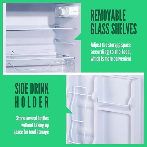 WANAI 2 Door Mini Refrigerator with Freezer-on-top, Spacious Capacity Fridge with 7-Level Adjustable Thermostat & 2 Removable Shelves Ideal for Kitchen Dorm Office Apt Blue thumbnail 8