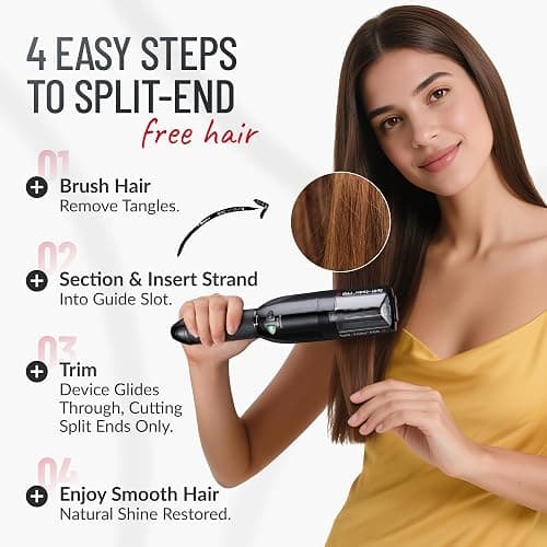 Split Ender Pro 2 Original Professional Beauty Tool Cordless Split End Hair Trimmer for Damaged, Dry, Brittle, Frizzy, Curly or Straight Hair (Black) thumbnail 6