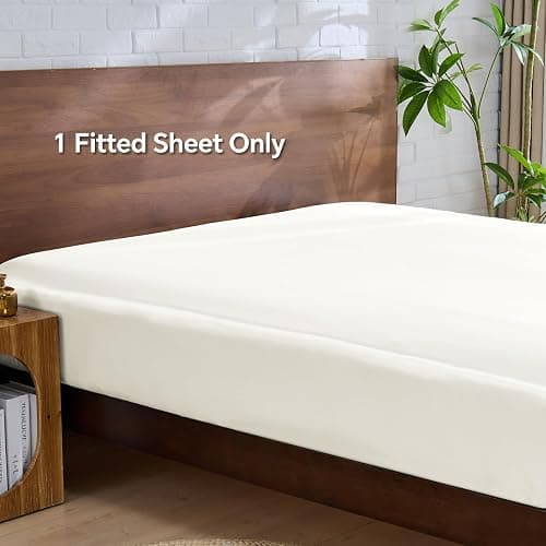 BEDELITE Satin Fitted Sheet Queen Size with Elastic Corner Straps, Ivory | Luxury Soft Silk-Like 1 15 Inch Deep Pocket Fitted Sheet Only, Soft and Cooling, Reduces Friction, Gentle on Hair and Skin thumbnail 4