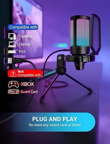 FIFINE AmpliGame A6V USB Gaming Microphone, Condenser RGB Mic for Streaming | Quick Mute, RGB, Gain Control, Tripod Stand, Pop Filter, Shock Mount, for PC/PS5 Discord Twitch Podcasts Videos YouTube thumbnail 7