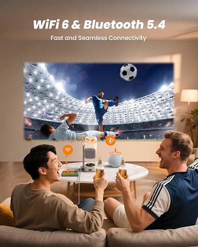 Yaber T1 Pro2 Mini Projector with WiFi and Bluetooth, Dolby Audio & Turbo Sonic Bass, Auto Focus & Keystone, Native 1080 FHD with HDR10, Portable Projector for Outdoor Indoor Use thumbnail 7