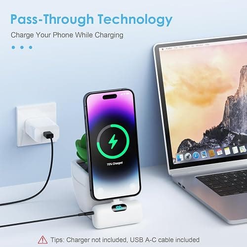 Mini Portable Charger USB C Power Bank,Upgraded 5000mAh PD Fast Charging Battery Pack Built-in USB-C Connector Travel Essential for iPhone17/17Pro/17Pro Max/Air/16 Plus/16Pro Max/15 Series,Android etc thumbnail 3