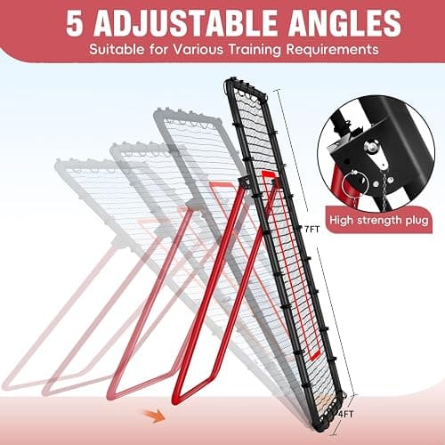 Volleyball Rebounder Net, 5 Angles Volleyball Bounce Back Training Equipment with Durable Sandbags & Metal Stakes for Lacrosse, Baseball, Soccer Practicing - 7x4 Ft thumbnail 2