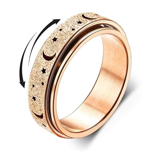 Diamday Anneaux Spinner pour Stress et Anxiété - Fidget Band en Acier Inoxydable avec Finition Sable Blast - Rouleaux Anti Stress pour Femmes et Hommes - Image 1
