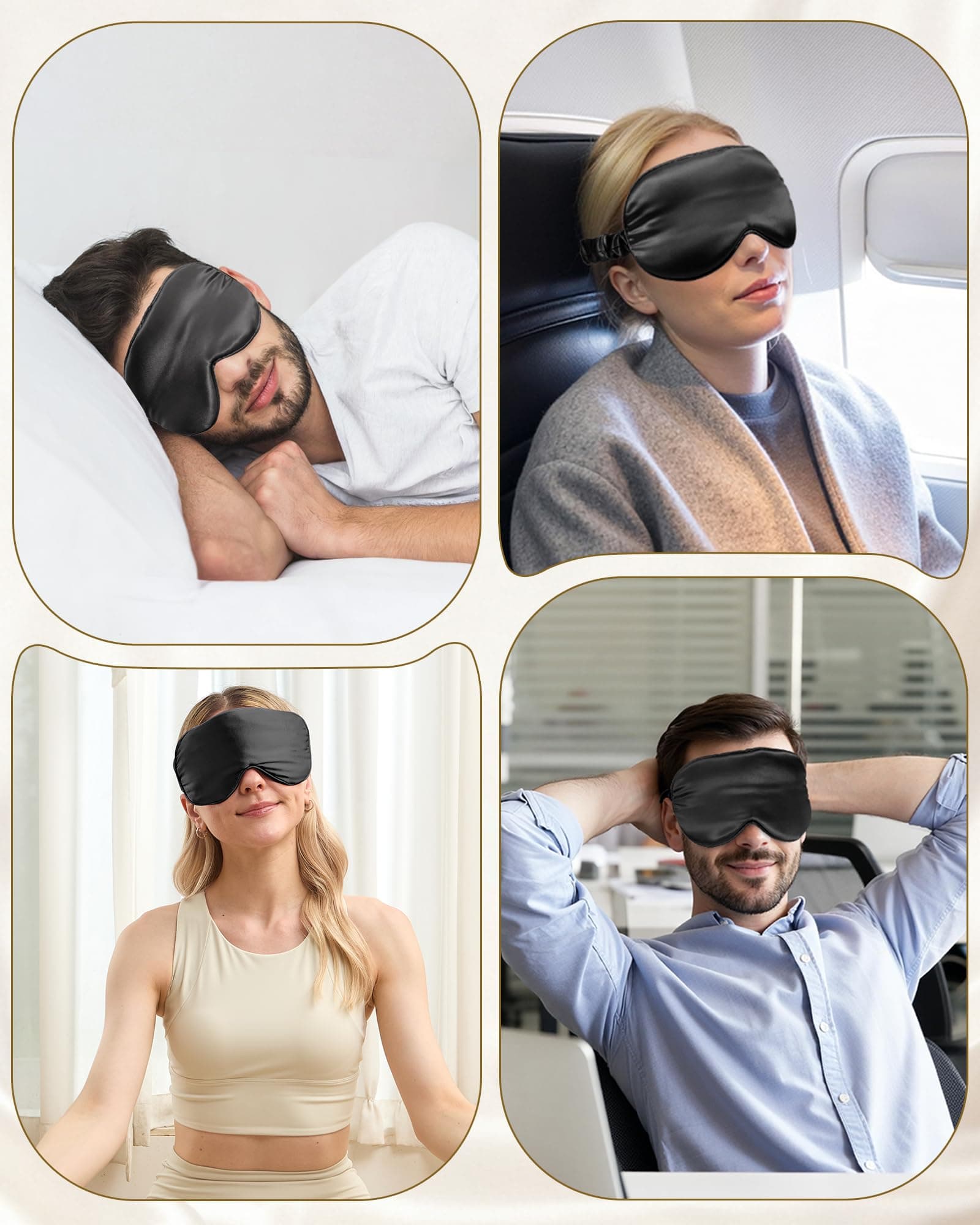 BeeVines Silk Sleep Mask, 1 Pack 22 Momme Silk Eye Masks for Sleeping with Adjustable Strap, 3D Contoured Sleep Eye Mask for Eyelash Extension, Blackout Mulberry Silk Eye Mask for Men & Women (Black) thumbnail 8
