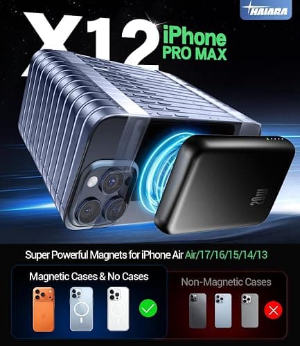 for Magsafe Battery Pack, 10000mAh Magnetic Portable Charger with USB-C 20W Fast Charging, Slim & Lightweight Wireless Power Bank for iPhone Air/17/16/15/14/13 Series, for Travel Cruise Essentials thumbnail 3