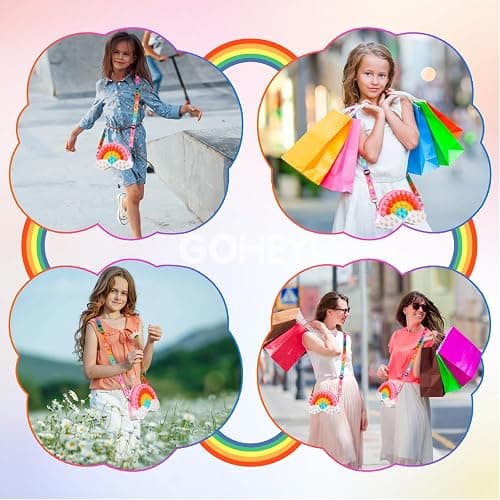 GOHEYI Pop Shoulder Purse Fidget Toys Bag for Girls and Women, Rainbow Clouds Pop Shoulder Bag, Sensory Silicone Fidget Backpack Toy for ADHD Anxiety Stress Relief thumbnail 5