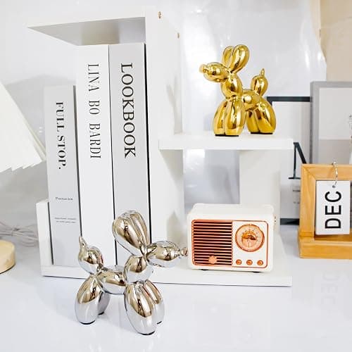 Aartihejoy Creative Gold Balloon Dog Statues Small Ceramic Animal Sculpture Modern Home Decor Living Room Desktop Decorations Bedroom Office Cabinet Ornament (Gold) thumbnail 8