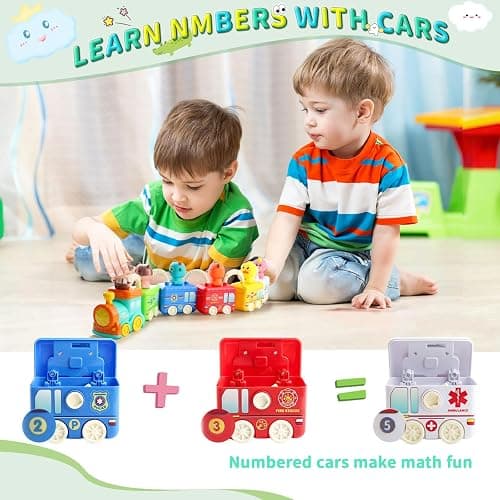 Learning Toy for Toddlers 2 3 4 5 Years Old, Matching & Sorting Montessori Learning Farm Train with 5 Finger Puppets, Locks & Keys Counting & Sorting Trains Set, Preschool Toy Boy Girls Birthday Gifts thumbnail 4