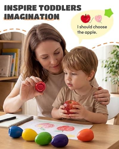 JUPITEARTH 12 Colors Egg Crayons for Toddlers 1-3, Palm-Grasp Non Toxic Jumbo Washable Crayons for Kids, Fat Brain Toys for Preschool Art Supplies and Perfect Easter Gifts for Boys and Girls thumbnail 2