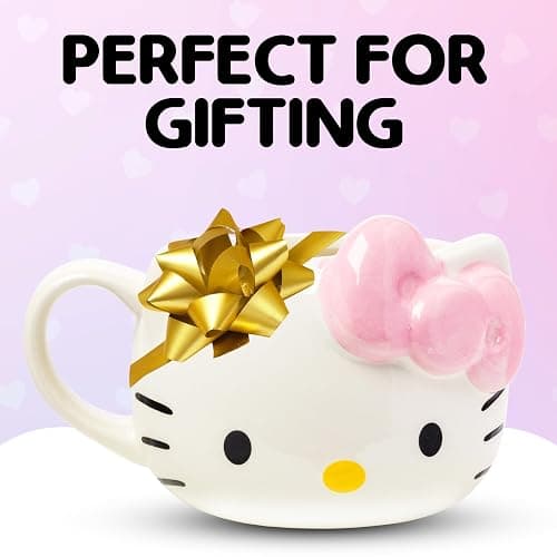 Silver Buffalo Sanrio Hello Kitty Pink Bow Ceramic 3D Sculpted Mug, 20 Ounces thumbnail 8