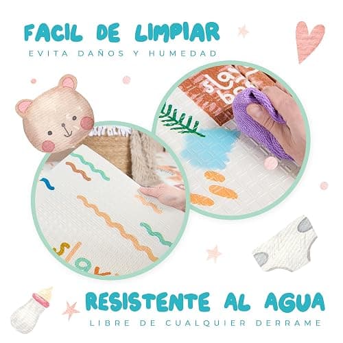 SLAVIBOO Alfombra Bebe Acolchada Plegable, 180x200x1 Reversible, Alfombra de Juegos Bebe, Alfombra Infantil, tapete Actividades Bebe, colchoneta Bebe Suelo, Suelo Bebes Acolchado,Alfombra Juegos Bebe thumbnail 5