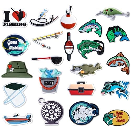 LUNINGLA Fishing Sport Shoe Charms, Cute Cartoon Outdoor Fishing Shoe Charms Accessories for the Fishing Lover Adults - Image 1