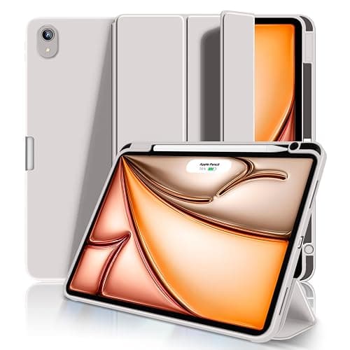 Aoub Case for iPad Air 11-inch M3/M2 (2025/2024), iPad Air 5th/4th Generation (2022/2020) 10.9-inch with Pencil Holder, Trifold Stand with Soft TPU Back Cover, Auto Sleep/Wake, Gray - Image 1