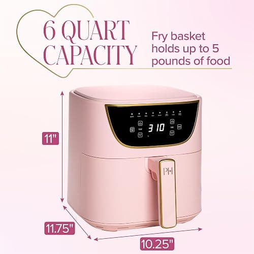 Paris Hilton Air Fryer, Large 6-Quart Capacity, Nonstick Made without PFAS, Touchscreen Display, 8-in-1 (Air Fry, Roast, Broil, Bake, Reheat, Keep Warm, Pizza, Dehydrate), Dishwasher Safe, Pink thumbnail 3