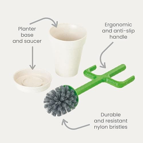 Vigar Cactus Toilet Brush Set, Toilet Brush and Holder Set with Cactus-Shaped Handle, Planter Base and Saucer for Bathroom, Home Cleaning Essentials thumbnail 3