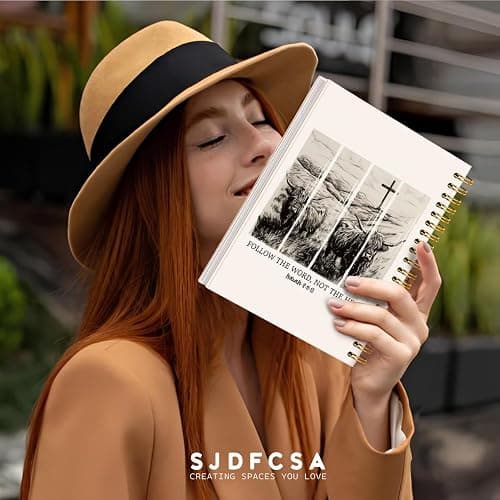 SJDFCSA Western Gifts Christian Gifts for Women Highland Cow Notebook Journal, Follow The Word Not The Herd Bible Verse Journal, Religious Prayer Journal for Woman，Church Faith Journaling Notebook A5 thumbnail 2