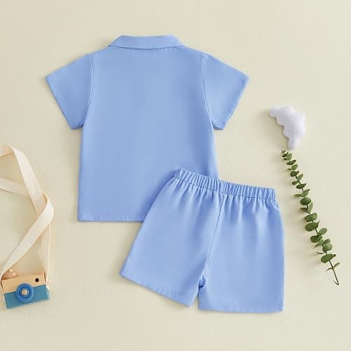 Xnqiwq Kids Toddler Guayaberas Summer Outfits Boys Guayabera Shirts Cuban Short Sleeve Button Down Shirt and Shorts Set 2Pcs thumbnail 7