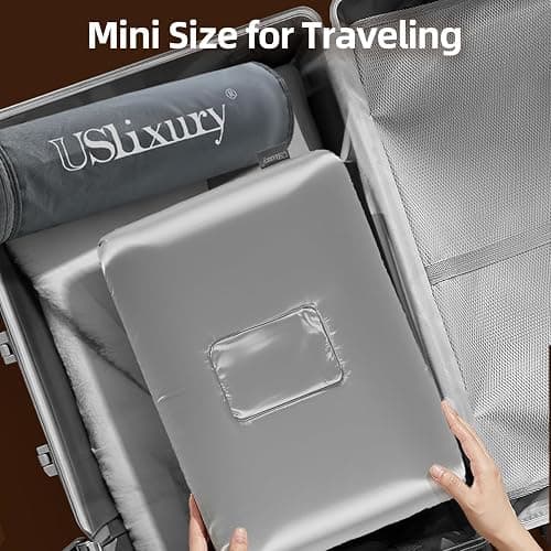 USlixury® Ear Piercing Pillow for Side Sleepers with Off-Center Hole | Large 4.7x3.2" Off-Center Hole Fits Most Necks for Ear Pain/CNH, Memory Foam, Champagne Satin Case and Foam Plug, 16x11x4" thumbnail 6