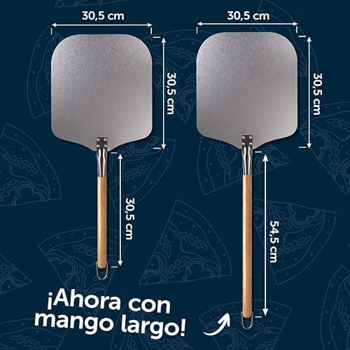 Blumtal Pala para Pizza - Pala de Aluminio con Mango de Madera - Tamaño Grande - Pala pizza horno con una superficie de 30,5 cm x 30,5 cm y Mango de Madera de 85 cm thumbnail 6