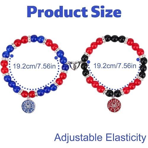 Mikovivi Spider Matching Bracelets for Couples & Best Friends, Elastic Magnetic Friendship Bracelets Valentines Birthday Jewelry Gifts for Women Teens Girls Soulmate Sister thumbnail 2