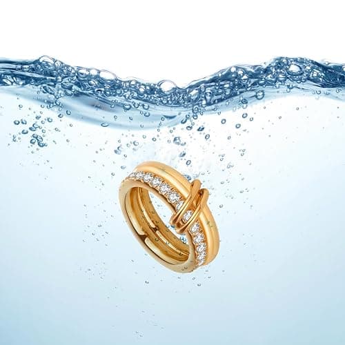 Stackable Rings for Women Non Tarnish - 18K Gold Plated Water Resistant Interlocked Stackable Ring - Stainless Steel Waterproof Rings for Women Tarnish Free thumbnail 3