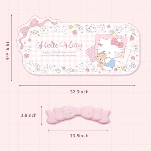 Kuitmor Kawaii Anime Mouse Pad Wrist Rest Support Set - Non-Slip Desk Mat and Memory Foam Bowknot Wrist Rest for Keyboard and Mouse,Perfect for Gaming or Home Office Work - FlowerCat thumbnail 2