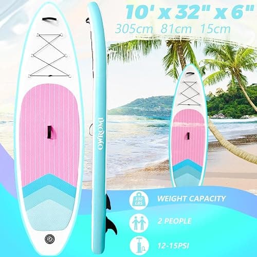 OWROMI Inflatable Stand Up Paddle Boards with Premium SUP Paddle Board Accessories, Wide Stable Design, Anti-Slip EVA Deck for Youth & Adult thumbnail 4