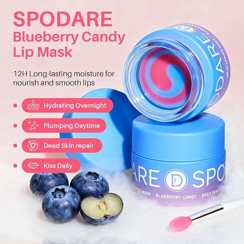 SPODARE Blueberry Lip Mask Overnight, Dual-Color Lip Sleeping Mask for Reduce Fine Lines, Nourish and Hydrating Dry Cracked Skin with Vitamin C and Shea Butter, Stocking Stuffer thumbnail 3