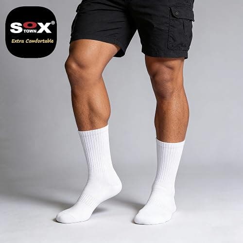 SOX TOWN Unisex Cushioned Crew Training Athletic Socks Men & Women with Combed Cotton Moisture Wicking Breathable Performance thumbnail 2