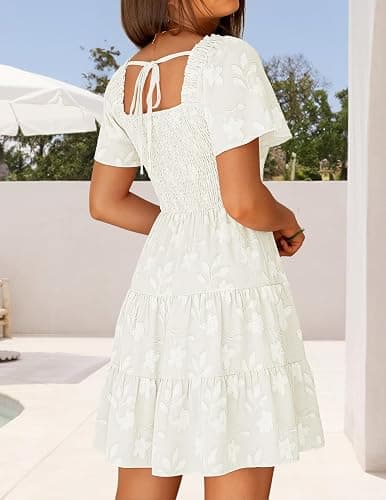 ZESICA Women's Summer Boho Mini Dresses 2026 Cute Floral Flowy Swing A line Beach Vacation Graduation Short Sundress thumbnail 5