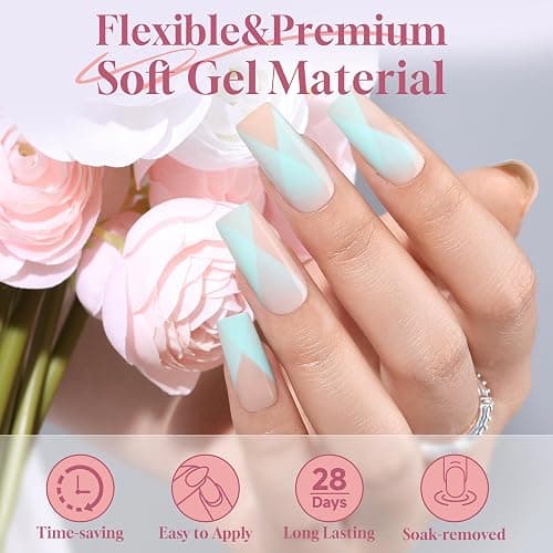 UNA GELLA Medium Square Gel Nail Tips Half Matte 312pcs Medium Square Gel Nails Full Cover False Acrylic Nails Tips for Press On Nails DIY Art Salon Nail Extensions, 12 Sizes thumbnail 2